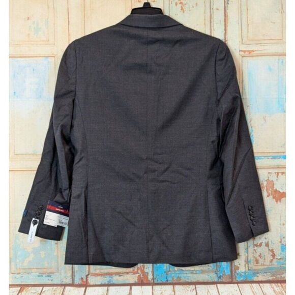 Stafford Mens 38 Short Gray Stria Super Suit Classic Fit Fine Wool Blend Solid - Picture 2 of 10